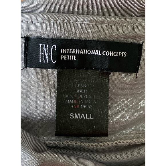 INC Womens Petite Size Small PS Silver Sleeveless Animal Print Bubble Tank Shirt - Picture 7 of 7